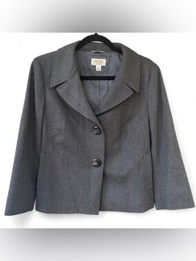 🇮🇹 Talbots Wool Blazer Italian Fabric Heather Gray | Sz 12 | Like New